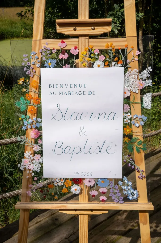 Panneau de bienvenue floral
